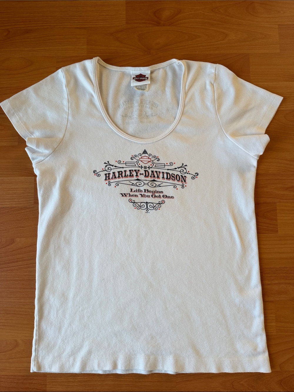 Vintage Harley-Davidson Thunder Mountain White Scoop Neck Tee Size XL